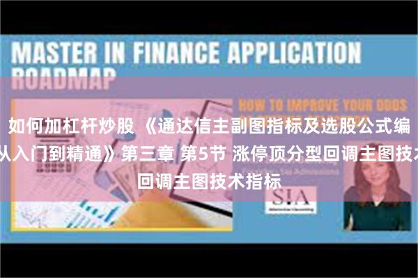 如何加杠杆炒股 《通达信主副图指标及选股公式编程——从入门到精通》第三章 第5节 涨停顶分型回调主图技术指标