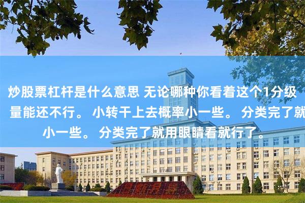 炒股票杠杆是什么意思 无论哪种你看着这个1分级别的生长就可以。 量能还不行。 小转干上去概率小一些。 分类完了就用眼睛看就行了。