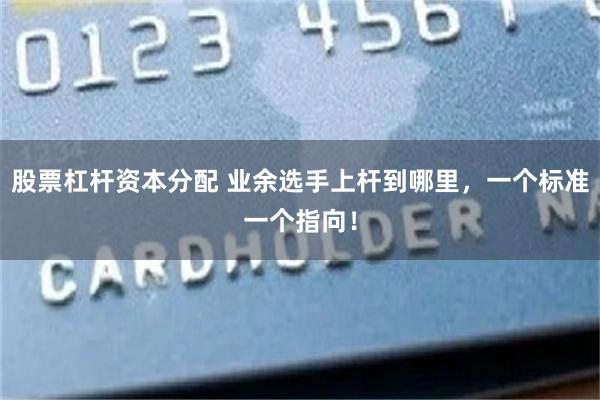 股票杠杆资本分配 业余选手上杆到哪里，一个标准一个指向！