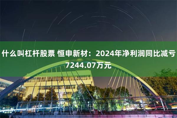 什么叫杠杆股票 恒申新材：2024年净利润同比减亏7244.07万元
