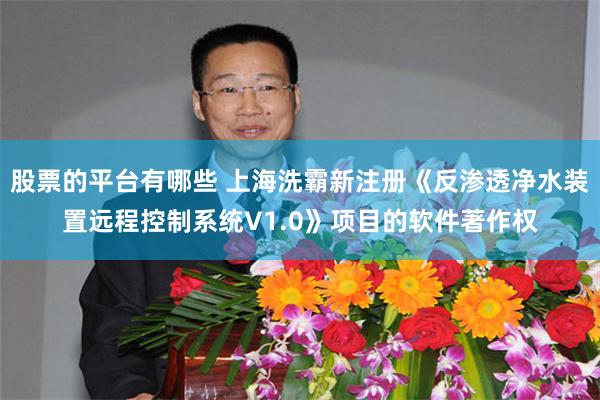 股票的平台有哪些 上海洗霸新注册《反渗透净水装置远程控制系统V1.0》项目的软件著作权