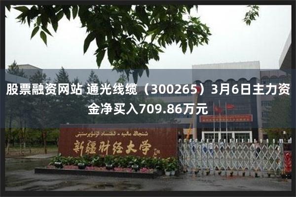 股票融资网站 通光线缆（300265）3月6日主力资金净买入709.86万元