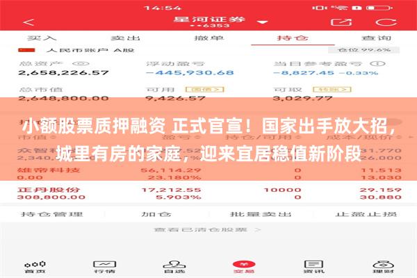 小额股票质押融资 正式官宣！国家出手放大招，城里有房的家庭，迎来宜居稳值新阶段
