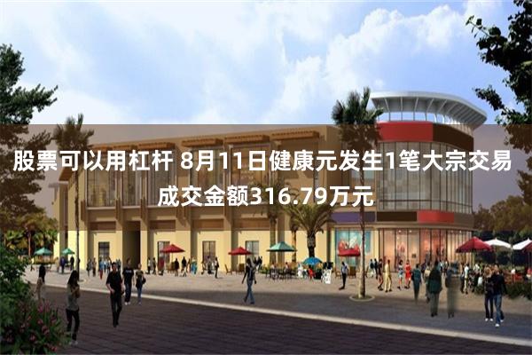 股票可以用杠杆 8月11日健康元发生1笔大宗交易 成交金额316.79万元