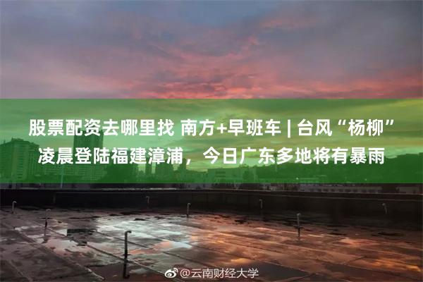 股票配资去哪里找 南方+早班车 | 台风“杨柳”凌晨登陆福建漳浦，今日广东多地将有暴雨