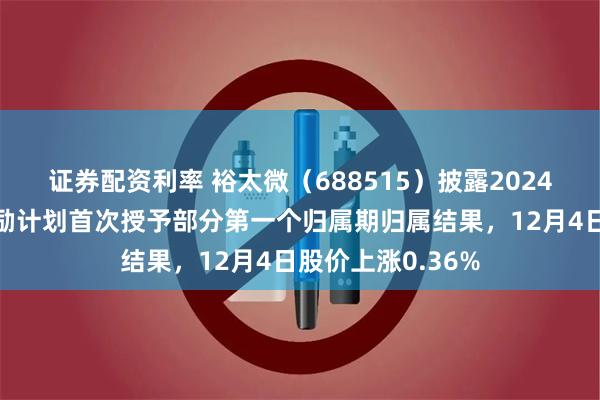 证券配资利率 裕太微（688515）披露2024年限制性股票激励计划首次授予部分第一个归属期归属结果，12月4日股价上涨0.36%