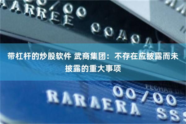 带杠杆的炒股软件 武商集团：不存在应披露而未披露的重大事项