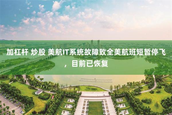 加杠杆 炒股 美航IT系统故障致全美航班短暂停飞，目前已恢复