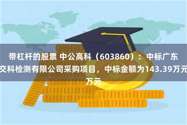 带杠杆的股票 中公高科（603860）：中标广东交科检测有限公司采购项目，中标金额为143.39万元