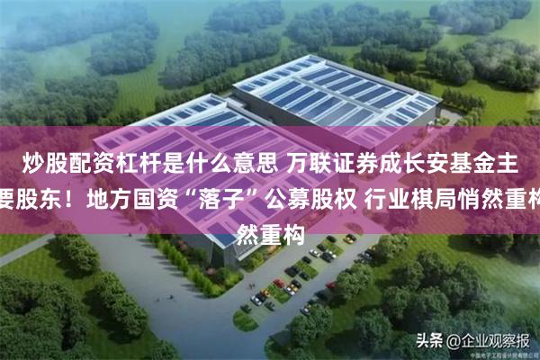 炒股配资杠杆是什么意思 万联证券成长安基金主要股东！地方国资“落子”公募股权 行业棋局悄然重构