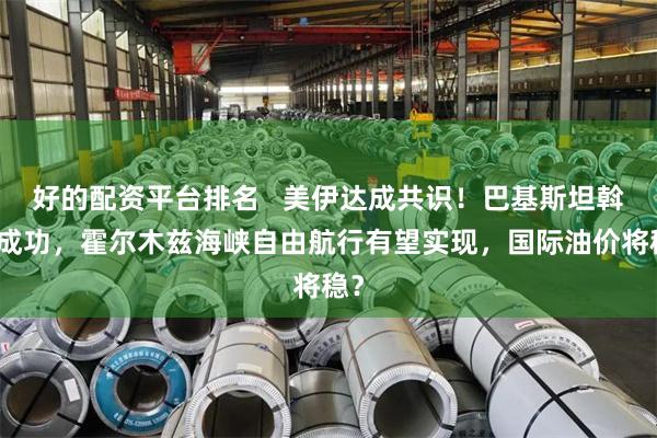 好的配资平台排名   美伊达成共识！巴基斯坦斡旋成功，霍尔木兹海峡自由航行有望实现，国际油价将稳？