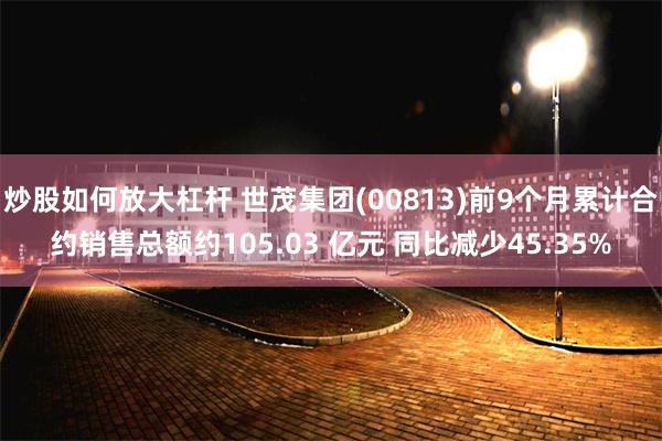 炒股如何放大杠杆 世茂集团(00813)前9个月累计合约销售总额约105.03 亿元 同比减少45.35%